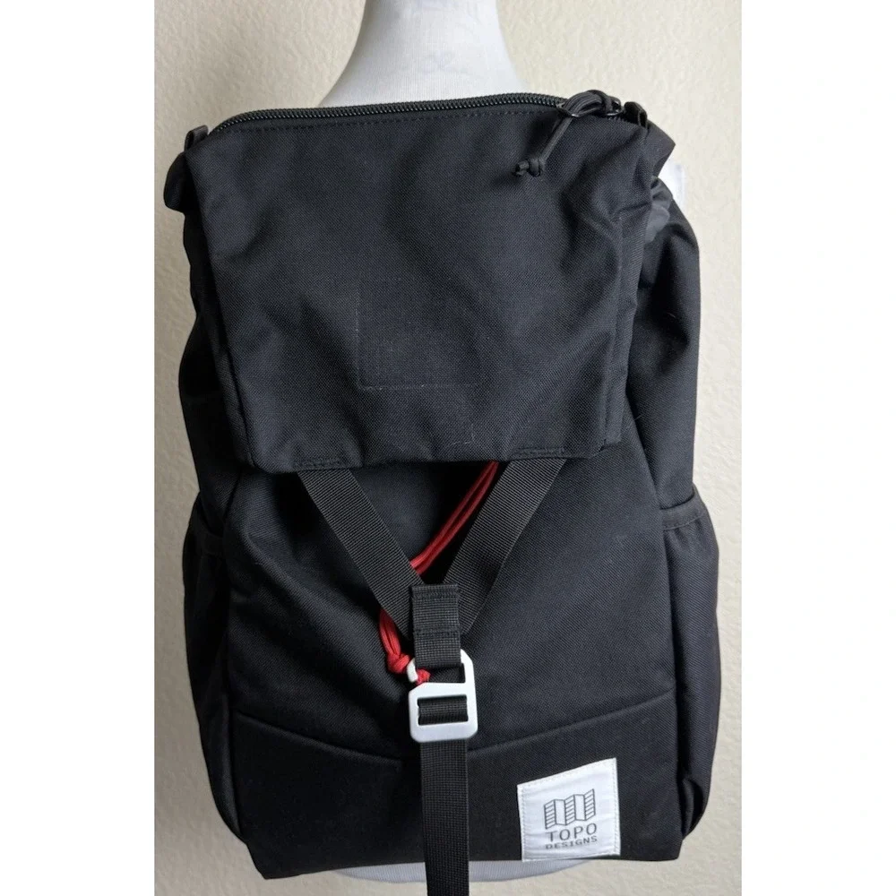Topo Designs Y Pack Backpack Black Canvas Hiking Travel Rucksack New READ